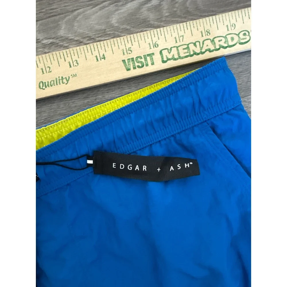 Edgar + Ash Mens Blue Nylon Cargo Swim Trunks Shorts Size Large NWT